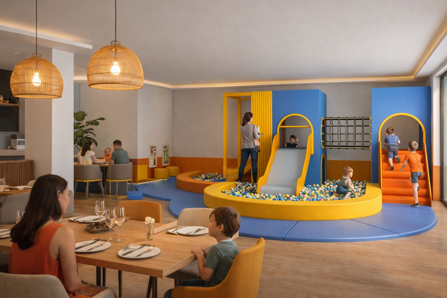 Atmosfera Wood Play Tower M — Vibrante, setor Restaurantes