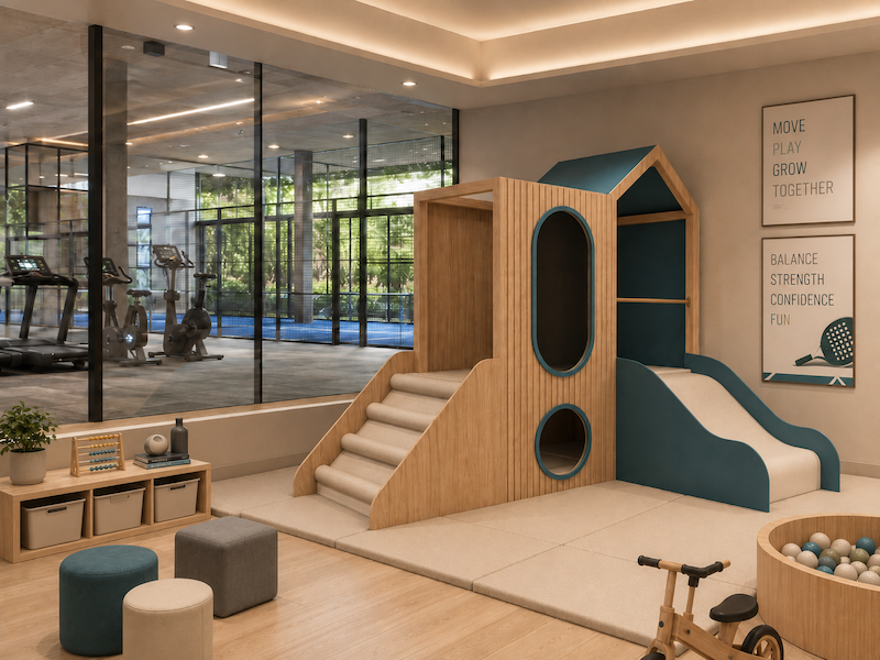 Atmosfera Wood Play Village XS — Blue, setor Ginásios